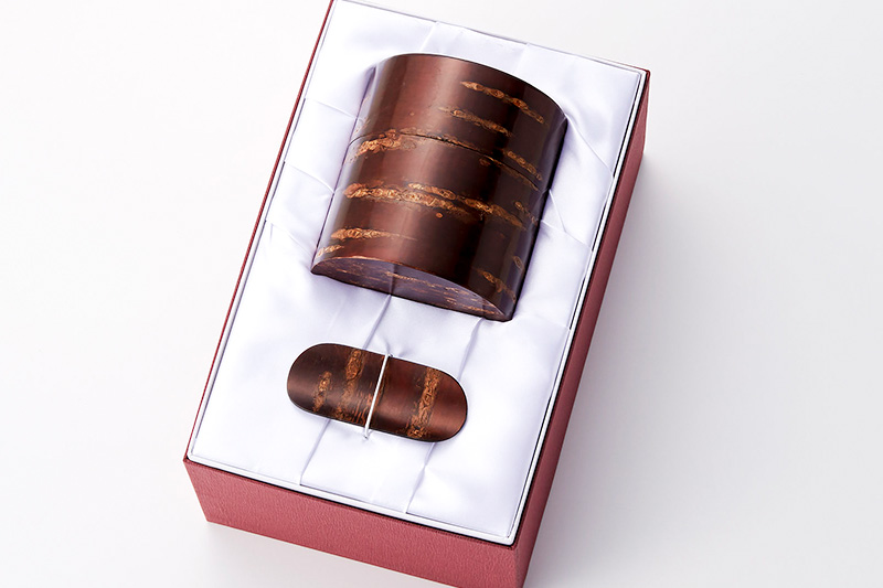 角館樺細工《冨岡商店》総皮茶筒茶箕セット S 角館工芸協同組合