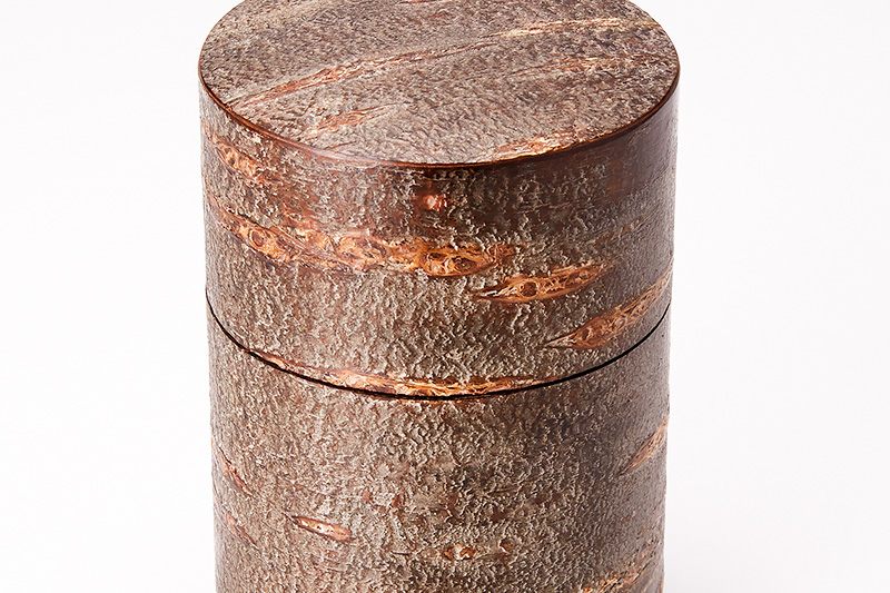 角館樺細工《冨岡商店》総皮茶筒 チラシ L 角館工芸協同組合