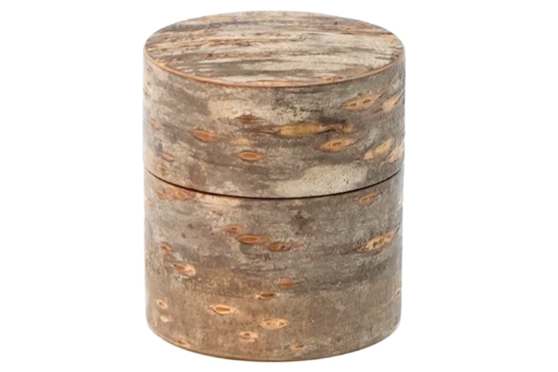 角館樺細工《樺細工 八柳》 総皮 茶筒 小 チラシ 100g 角館工芸協同組合