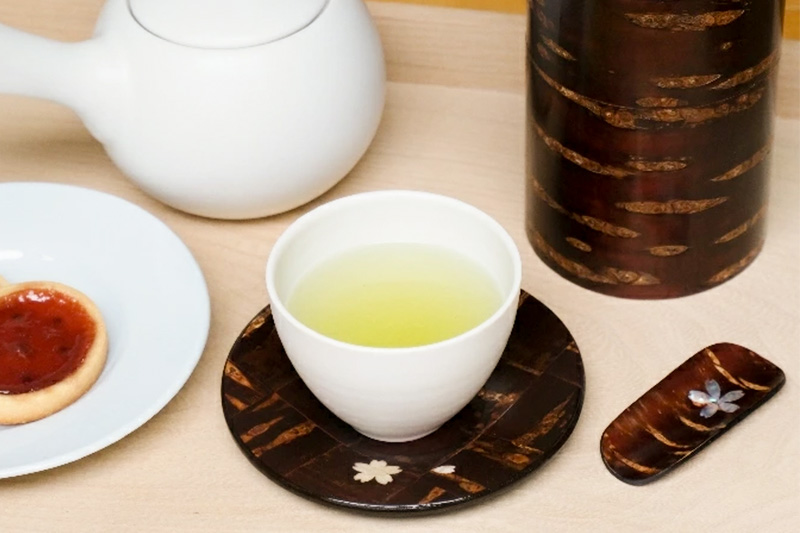 角館樺細工《樺細工 八柳》 丸 茶托 市松 ゆうパケット 角館工芸協同組合