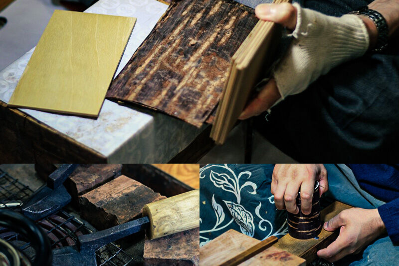 角館樺細工《藤木伝四郎商店》帯筒 茶筒（大）さくら 角館工芸協同組合