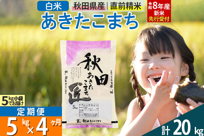 【白米】＜令和8年産 新米予約＞ 《定期便4ヶ月》秋田県産 あきたこまち 5kg (5kg×1袋)×4回 5キロ お米 匠  [サンファーム西木]