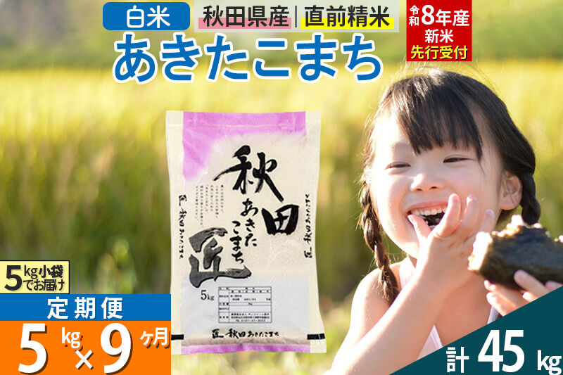【白米】＜令和8年産 新米予約＞ 《定期便9ヶ月》秋田県産 あきたこまち 5kg (5kg×1袋)×9回 5キロ お米 匠  [サンファーム西木]