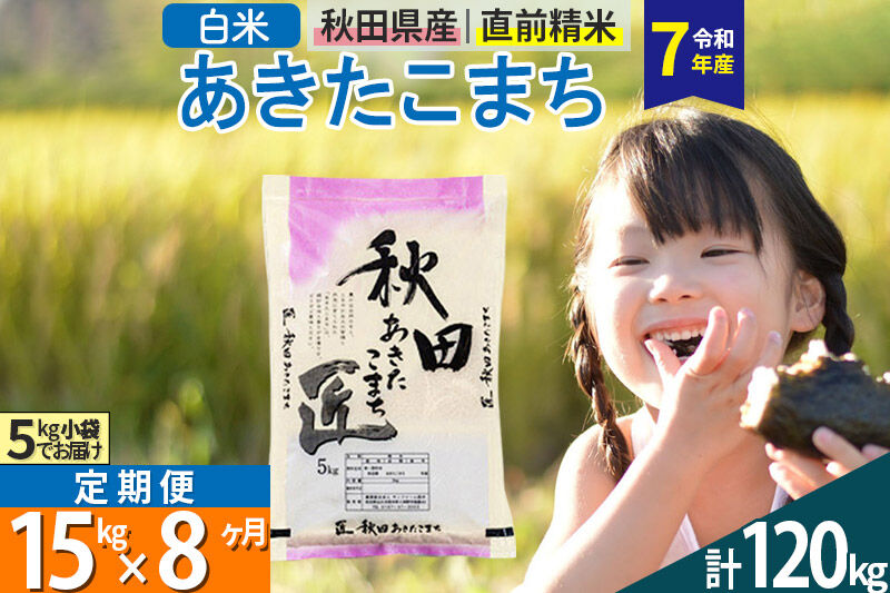 【白米】＜令和7年産＞ 《定期便8ヶ月》秋田県産 あきたこまち 15kg (5kg×3袋)×8回 15キロ お米 匠  [サンファーム西木]