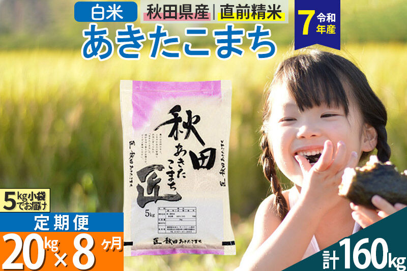 【白米】＜令和7年産＞ 《定期便8ヶ月》秋田県産 あきたこまち 20kg (5kg×4袋)×8回 20キロ お米 匠