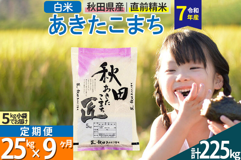 【白米】＜令和7年産＞ 《定期便9ヶ月》秋田県産 あきたこまち 25kg (5kg×5袋)×9回 25キロ お米 匠  [サンファーム西木]