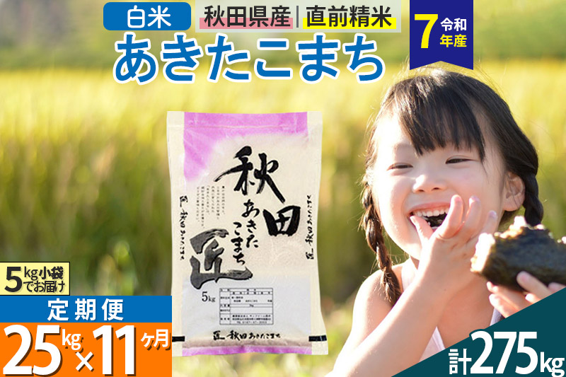 【白米】＜令和7年産＞ 《定期便11ヶ月》秋田県産 あきたこまち 匠 25kg (5kg×5袋)×11回 25キロ お米