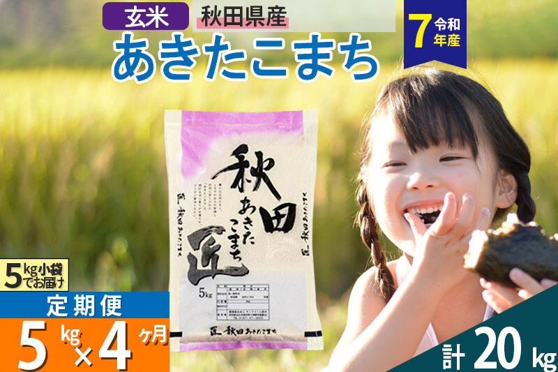 【玄米】＜令和7年産＞ 《定期便4ヶ月》秋田県産 あきたこまち 5kg (5kg×1袋)×4回 5キロ お米 匠  [サンファーム西木]