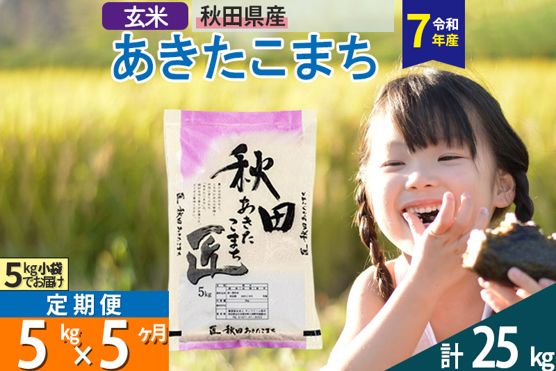 【玄米】＜令和7年産＞ 《定期便5ヶ月》秋田県産 あきたこまち 5kg (5kg×1袋)×5回 5キロ お米 匠
