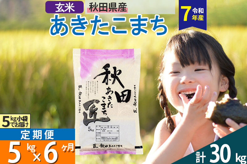 【玄米】＜令和7年産＞ 《定期便6ヶ月》秋田県産 あきたこまち 5kg (5kg×1袋)×6回 5キロ お米 匠  [サンファーム西木]