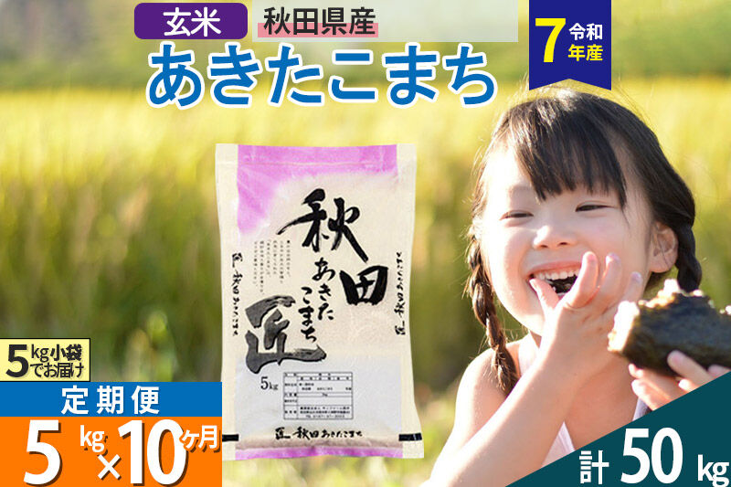 【玄米】＜令和7年産＞ 《定期便10ヶ月》秋田県産 あきたこまち 5kg (5kg×1袋)×10回 5キロ お米 匠