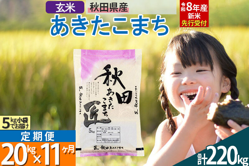 【玄米】＜令和8年産 新米予約＞ 《定期便11ヶ月》秋田県産 あきたこまち 20kg (5kg×4袋)×11回 20キロ お米 匠  [サンファーム西木]