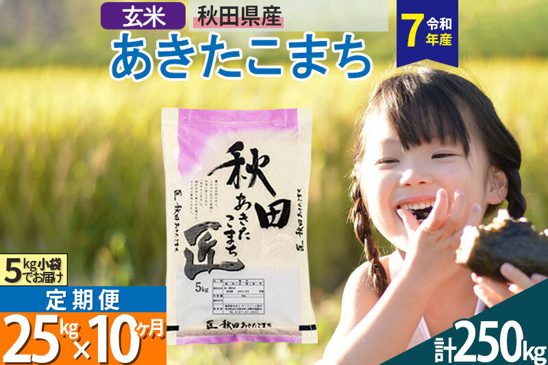 【玄米】＜令和7年産＞ 《定期便10ヶ月》秋田県産 あきたこまち 25kg (5kg×5袋)×10回 25キロ お米 匠  [サンファーム西木]