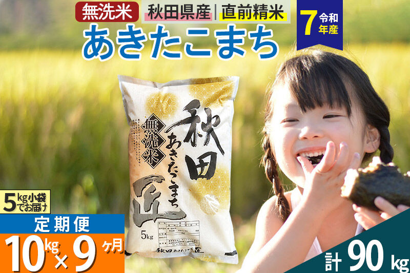 【無洗米】＜令和7年産＞《定期便9ヶ月》秋田県産 あきたこまち 10kg (5kg×2袋) ×9回 10キロ お米 匠  [サンファーム西木]
