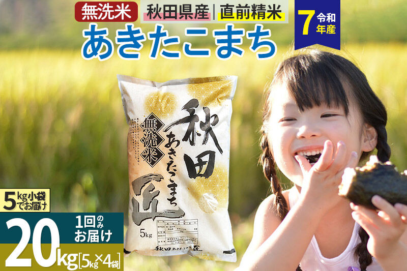 【無洗米】＜令和7年産＞秋田県産 あきたこまち 20kg (5kg×4袋) 20キロ お米 匠