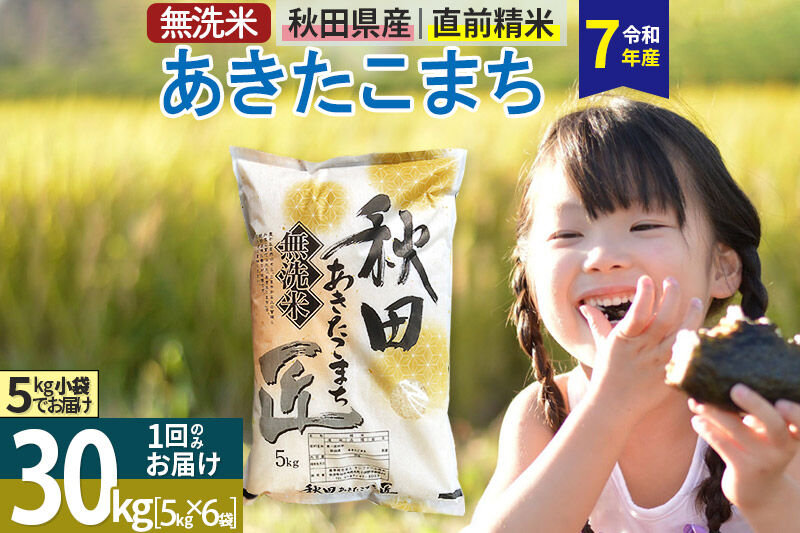 【無洗米】＜令和7年産＞秋田県産 あきたこまち 30kg (5kg×6袋) 30キロ お米 匠