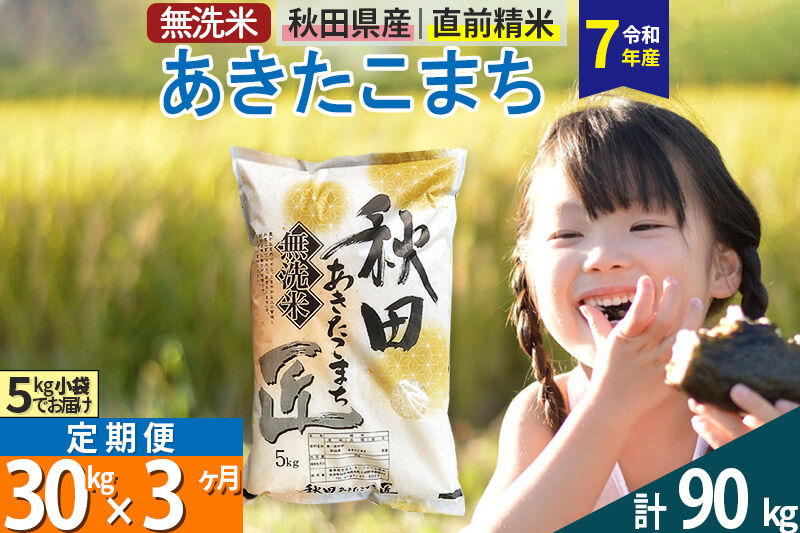 【無洗米】＜令和7年産＞《定期便3ヶ月》秋田県産 あきたこまち 30kg (5kg×6袋) ×3回 30キロ お米 匠  [サンファーム西木]
