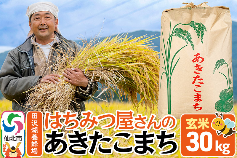 【玄米】令和7年産 秋田県産 あきたこまち 30kg お米 仙北市 30キロ