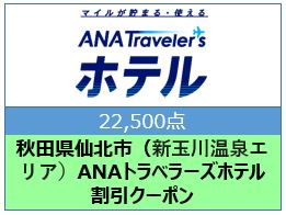 秋田県仙北市（新玉川温泉エリア）ANAトラベラーズホテル割引クーポン（22,500点）