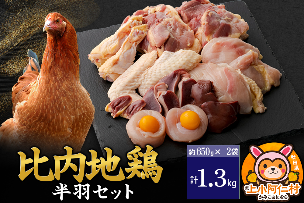 比内地鶏 鶏肉セット(半羽) 1.3kg(650g×2袋) 1.3kg 国産 冷凍 鶏肉 鳥肉 とり肉