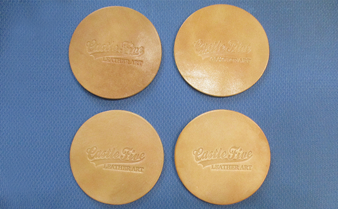 レザーコースター（ナチュラル）85×85×3mm【キャッスルファイブレザーアート】