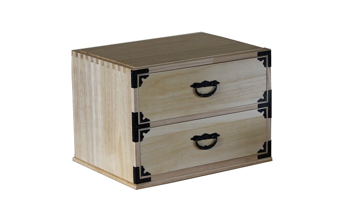 総桐　二段引小箱（約幅38×奥行28×高26cm）