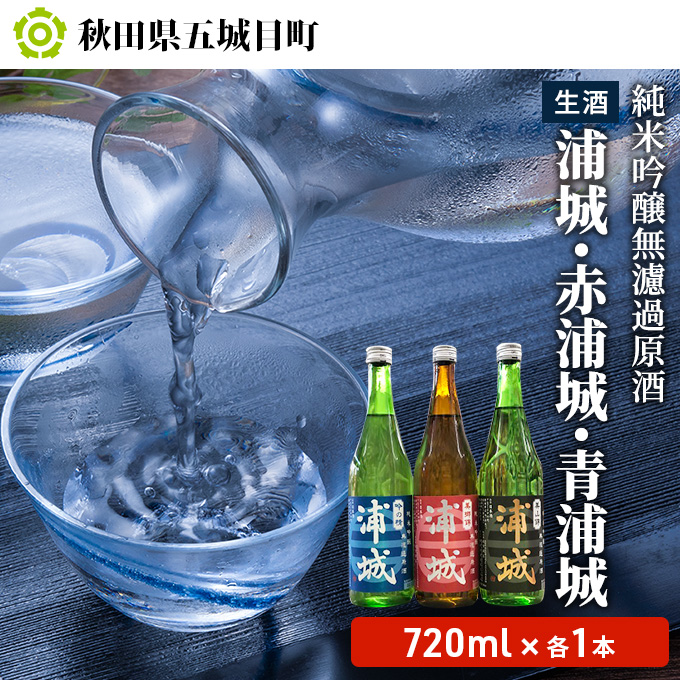 【生酒】純米吟醸無濾過原酒「浦城」「赤浦城」「青浦城」720ml 各1本