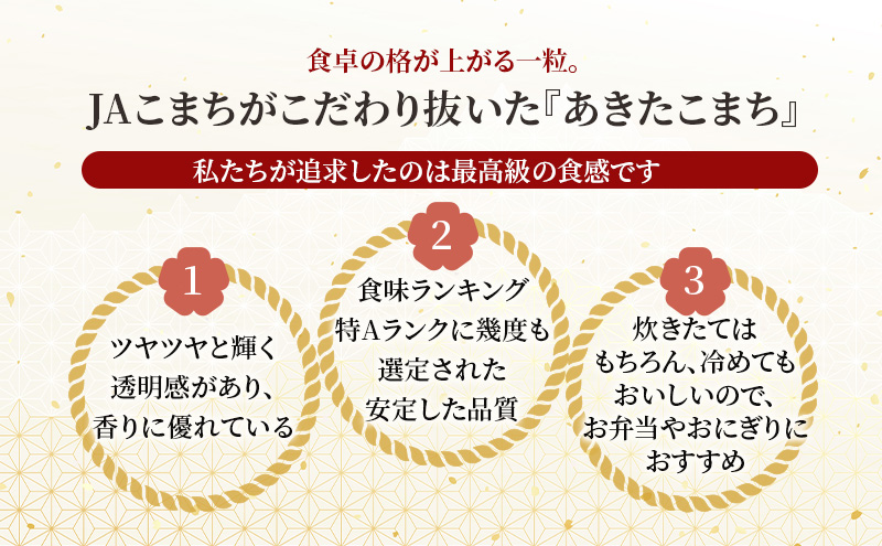 無洗米 秋田県産 あきたこまち 10kg (5kg×2袋)[令和7年産] JAこまち【 米 お米 白米 ご飯 お弁当 あま味 モチモチ 美味しい ブランド米 銘柄米 秋田 羽後 】