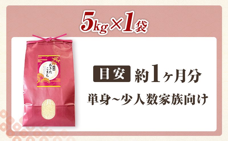 秋田県 羽後町産 あきたこまち 精米 5kg×1袋【 米 お米 白米 精米 アキタコマチ 美味しい 秋田 羽後 】