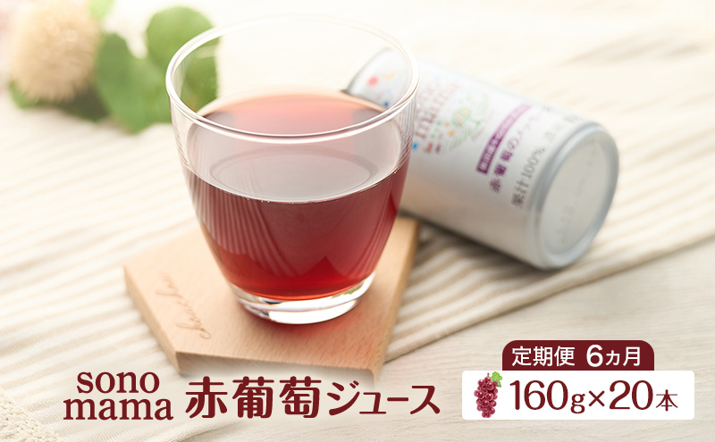 《 定期便 6ヵ月 》赤葡萄ジュース「sonomama」（160g×20本）ぶどう ブドウ ジュース ぶどうジュース 飲料