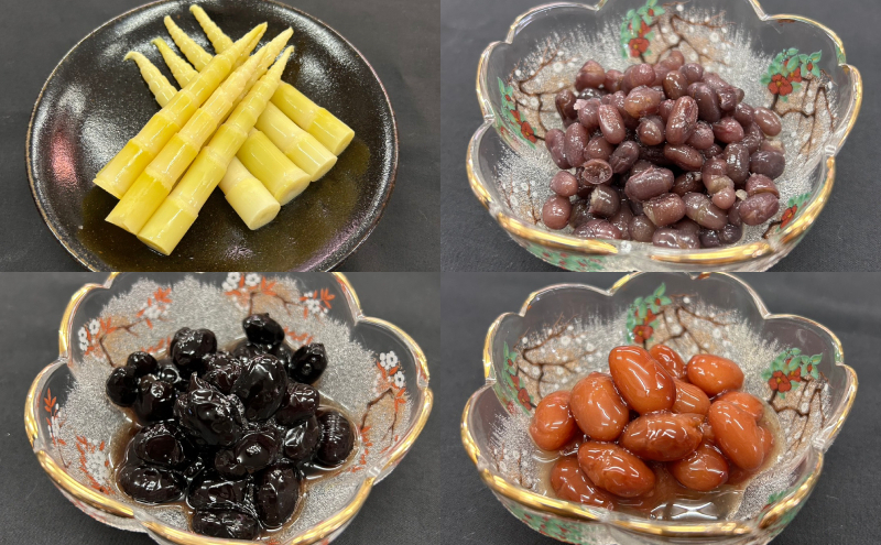 創業明治44年[菓子司 万寿堂]名産缶詰 5缶セット 4種(タケノコ 2缶、小豆・黒豆・ささぎ豆 各1缶 )秋田 羽後 西馬音内[ 缶詰 タケノコ たけのこ 筍 小豆 黒豆 ささぎ豆 セット 詰め合わせ 老舗 水煮 保存食 ギフト ]