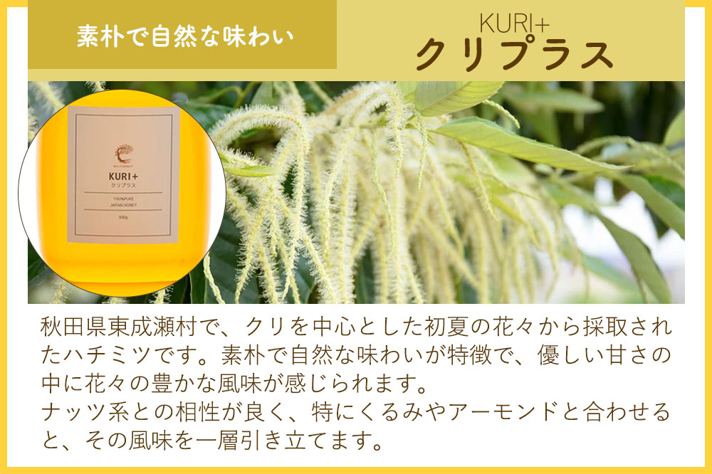 はちみつ3個セット（E.NARUSE・KURI＋・MARRONNIER プラスチックボトル）300g×各1個 計3個