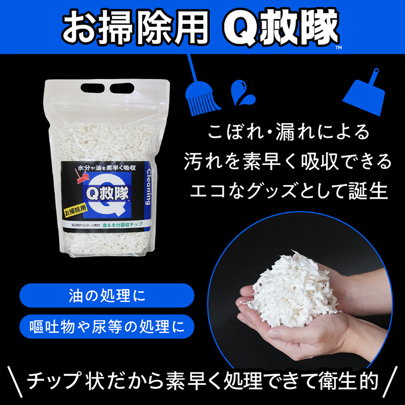 Ｑ救隊 お掃除用【水分や油を素早く吸収 トイレに流せる 