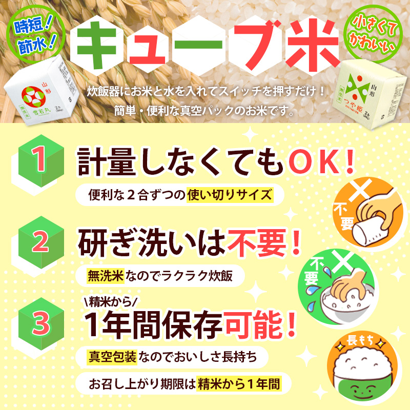 【令和7年産】山形産 無洗米キューブ米つや姫300g×20個 FZ25-8