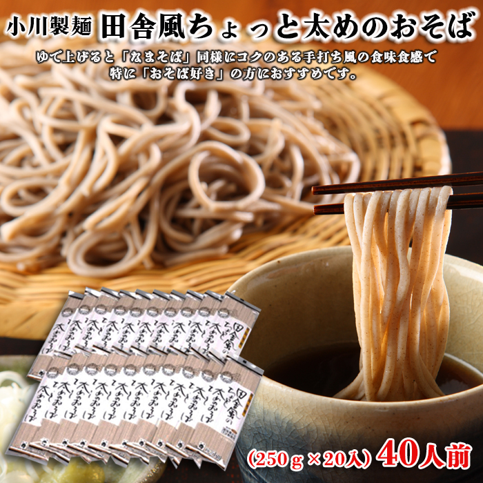 【小川製麺】田舎風ちょっと太めのおそば 250g×20入(約40人