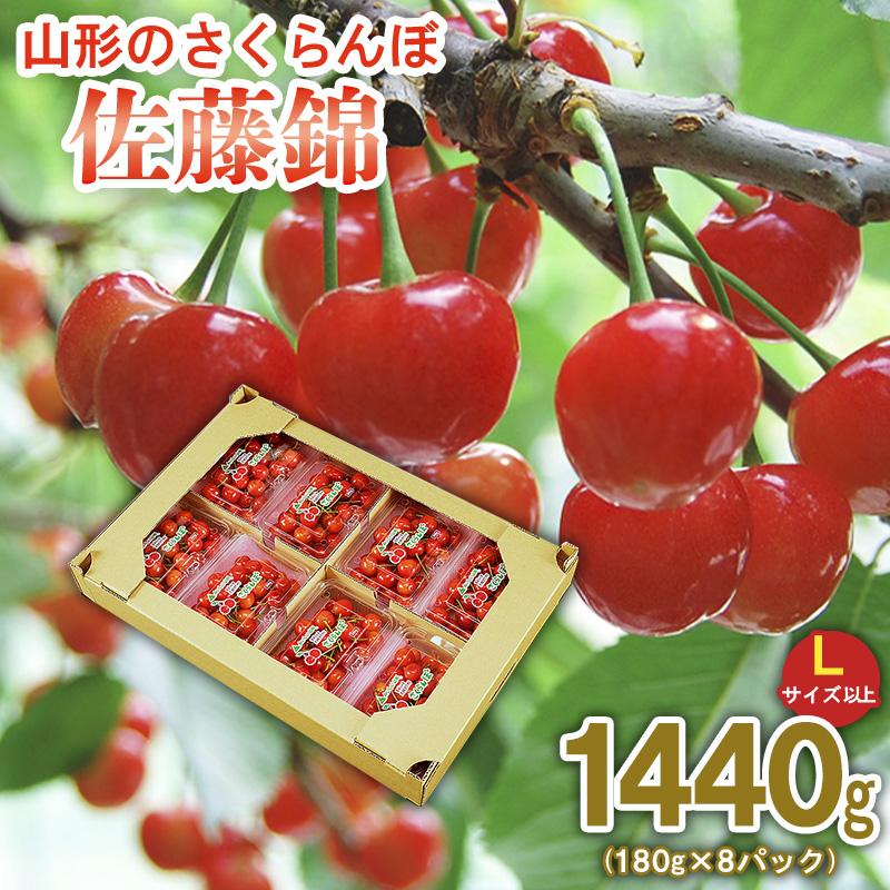 山形のさくらんぼ 佐藤錦  1440g (180g×8パック)Lサイズ以上 【