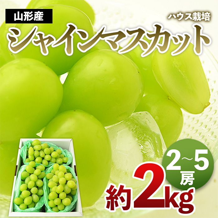[ハウス栽培]山形のシャインマスカット 秀品 約2kg(2～5房)【