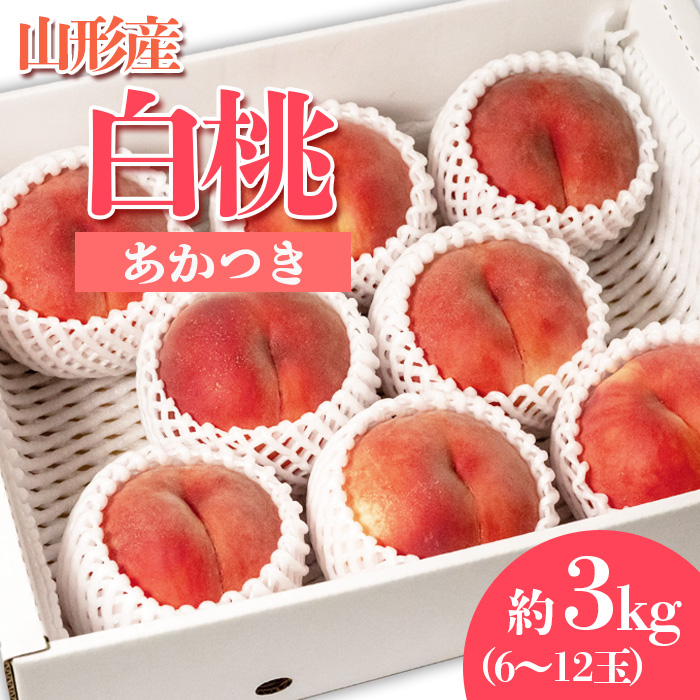 やまがたの桃(白桃) あかつき 秀品 約3kg(6～12玉程度) 【令和