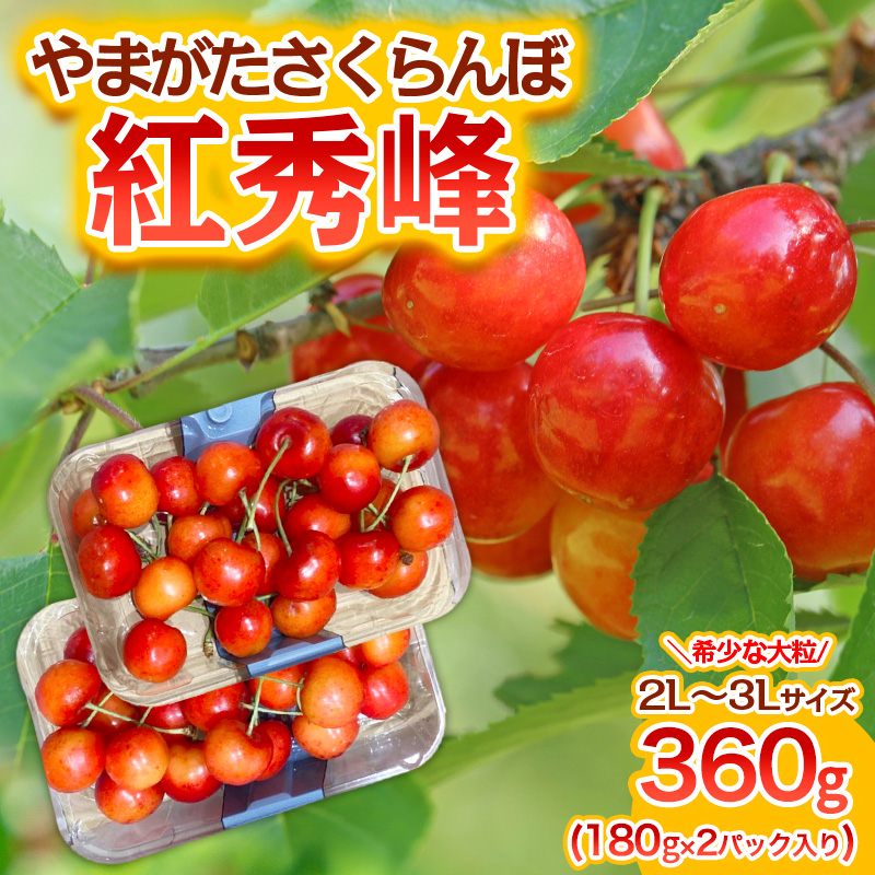 やまがた さくらんぼ 紅秀峰 "希少な大粒" 2L～3Lサイズ 360g(1