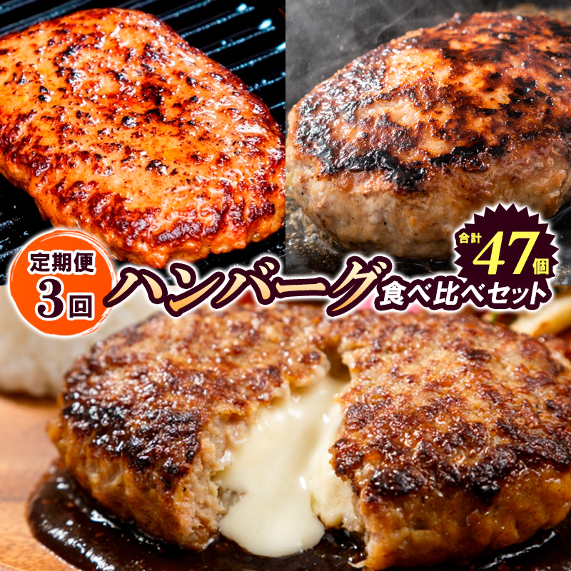 【定期便3回】ハンバーグ食べ比べセット（JGハンバーグヴ