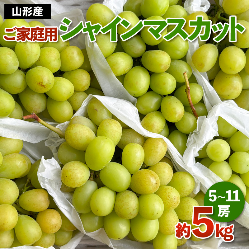 [ご家庭用]山形産 シャインマスカット 約5kg (5房～11房） 【