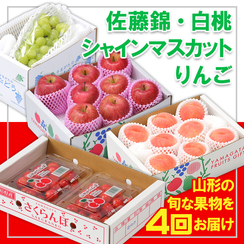 【定期便4回】☆フルーツ王国山形☆『佐藤錦、白桃、シャ