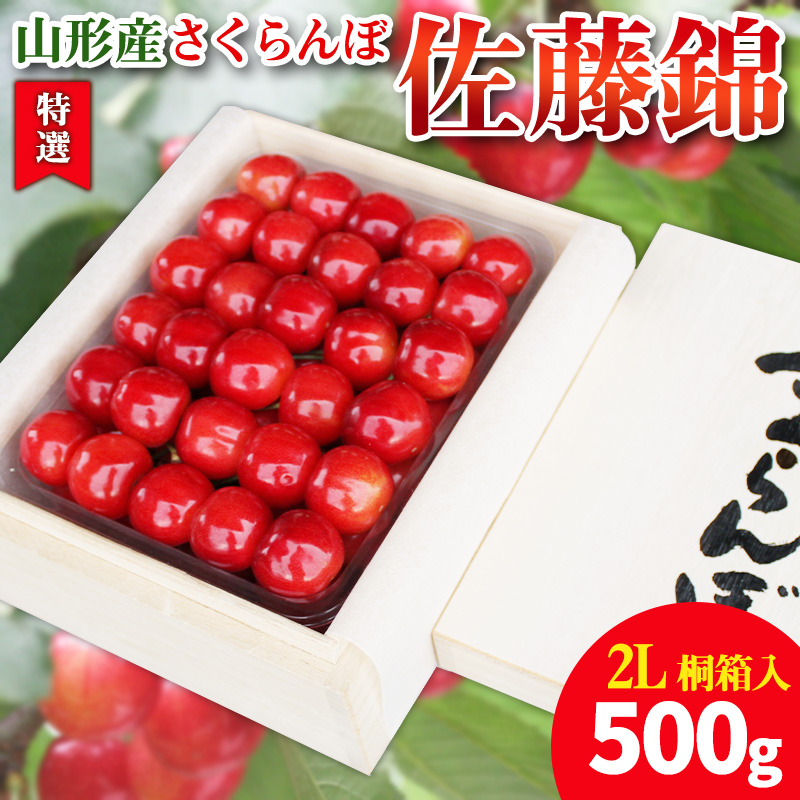 【特選】山形産 さくらんぼ 佐藤錦 500g 桐箱入 【令和8年産