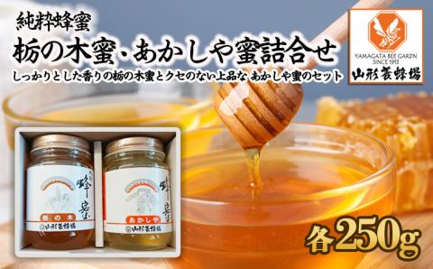 [純粋蜂蜜] 栃の木蜜・あかしや蜜 詰合せ 500g(各250g) FZ22-344