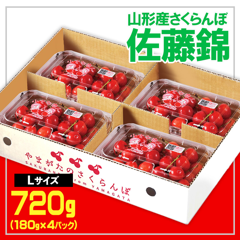 ★山形産 さくらんぼ 佐藤錦★L 720g (180g×4P)【令和8年産先行