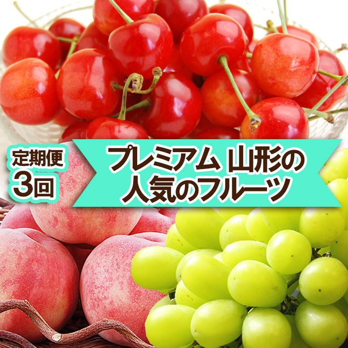 定期便3回★[プレミアム]山形の人気のフルーツ(さくらんぼ・白桃・シャインマスカット) [令和6年産先行予約]FS23-307