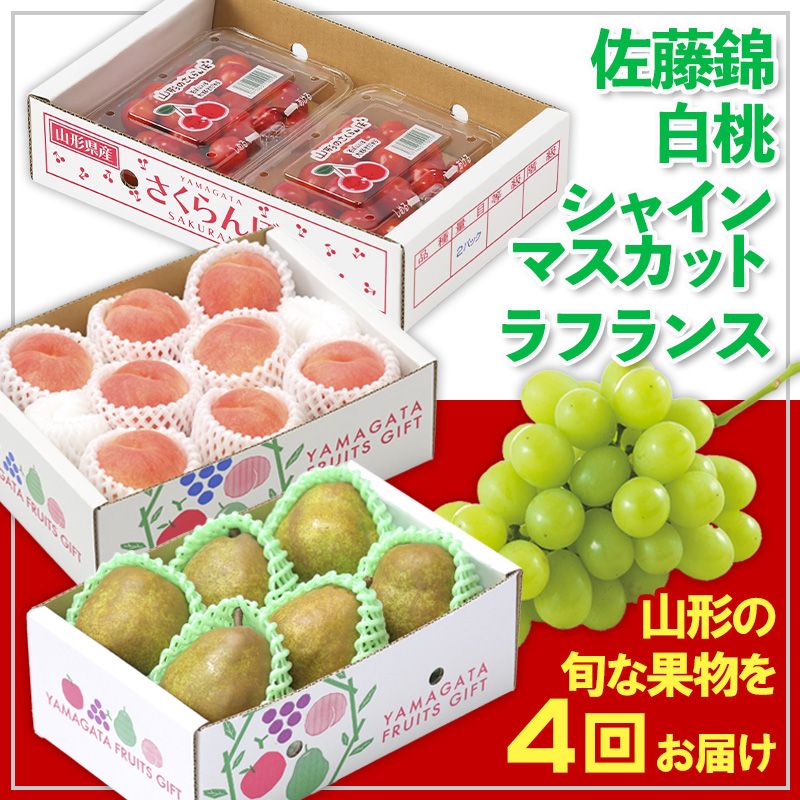 【定期便4回】☆フルーツ王国山形☆佐藤錦・白桃・シャイ