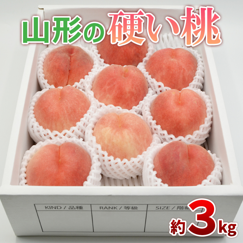 山形の硬い桃 秀品 約3kg(5～13玉) [固い桃] 【令和8年産先行