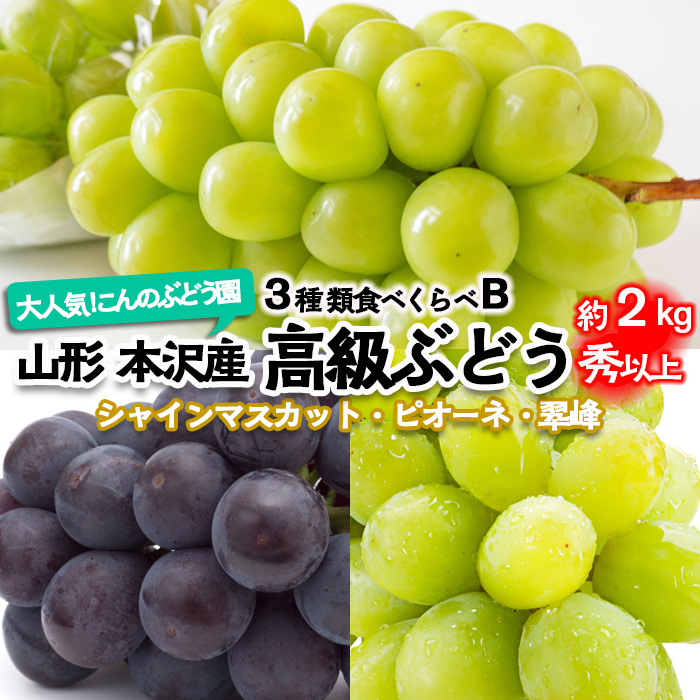 大人気！【こんのぶどう園】山形本沢産 高級ぶどう 3種食