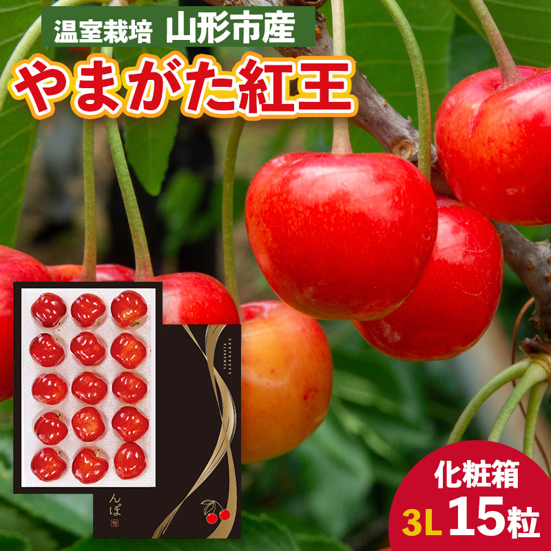 温室栽培 山形市産「やまがた紅王」3L 15粒 化粧箱 【令和8